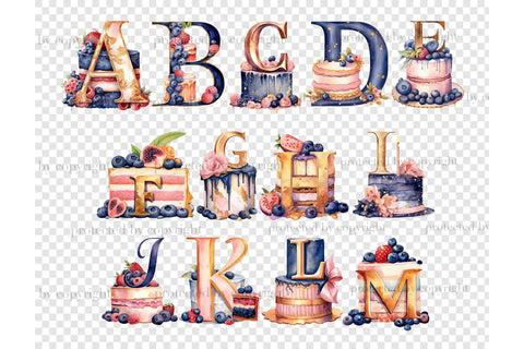 Birthday Cake Alphabet | Invitation Birthday Clipart SVG GlamArtZhanna 