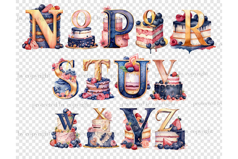 Birthday Cake Alphabet | Invitation Birthday Clipart SVG GlamArtZhanna 