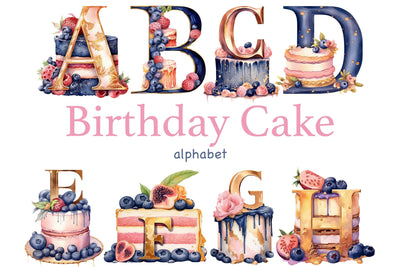 Birthday Cake Alphabet | Invitation Birthday Clipart SVG GlamArtZhanna 
