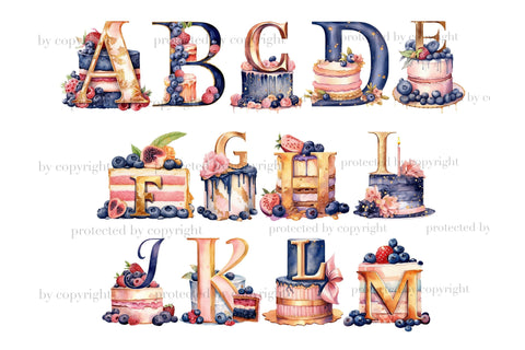 Birthday Cake Alphabet | Invitation Birthday Clipart SVG GlamArtZhanna 