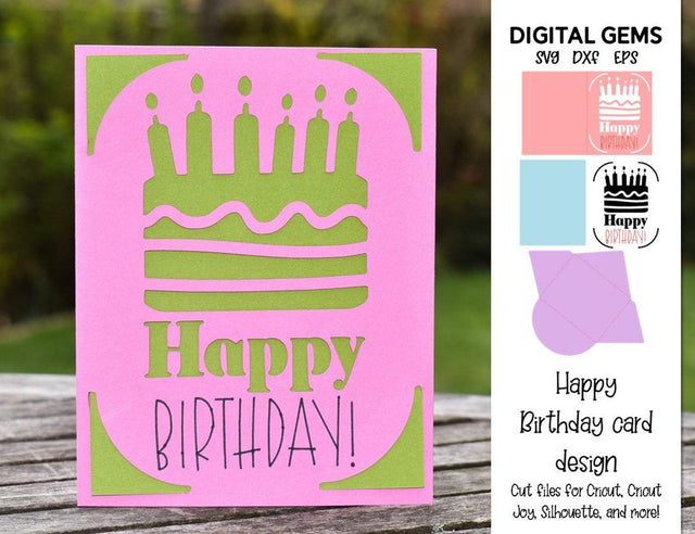 Birthday cake card design SVG Digital Gems 