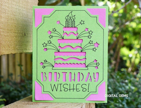 Birthday cake card designs SVG Digital Gems 