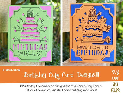 Birthday cake card designs SVG Digital Gems 