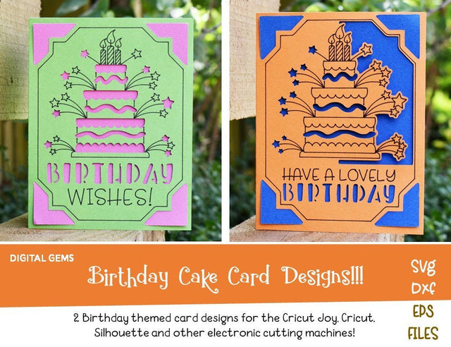 Birthday cake card designs SVG Digital Gems 