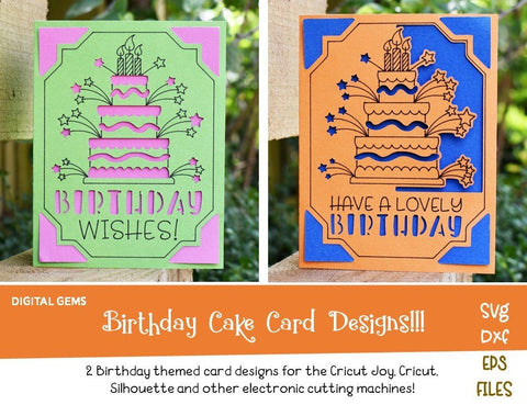 Birthday cake card designs SVG Digital Gems 