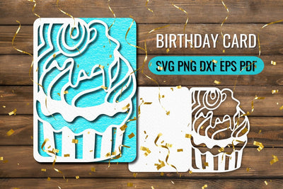 Birthday Cake Card Papercut SVG SVG SvgOcean 