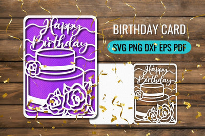 Birthday Cake Card Papercut SVG SVG SvgOcean 