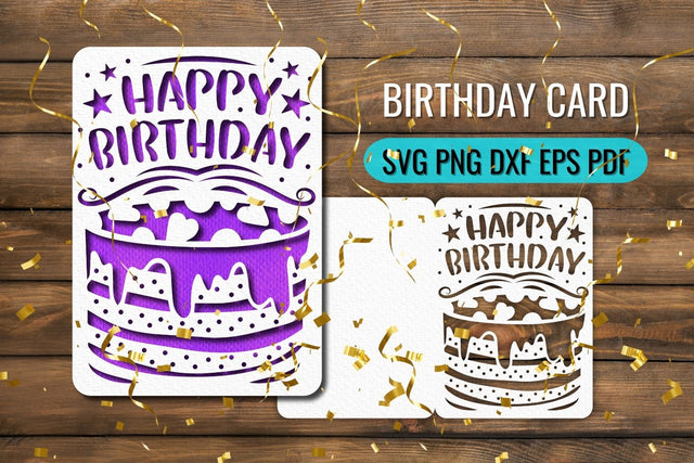 Birthday Cake Card Papercut SVG SVG SvgOcean 
