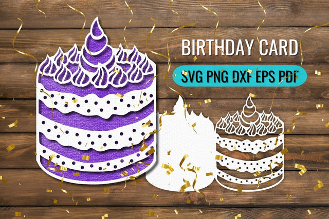 Birthday Cake Card Papercut SVG SVG SvgOcean 
