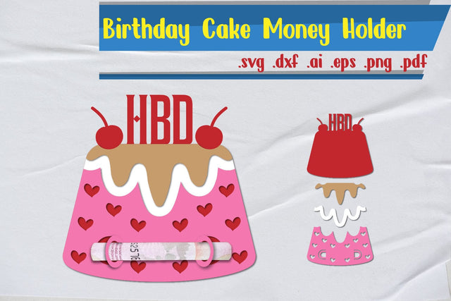 Birthday Cake Money Holder Layered SVG zafrans studio 