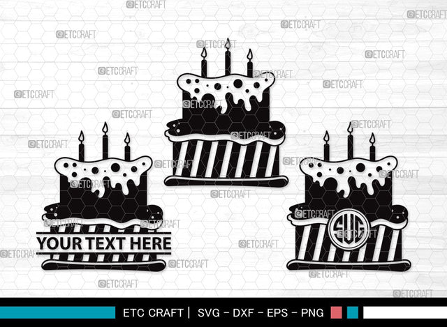 Birthday Cake Monogram SVG Cut File | Birthday Cake Svg | Cupcake Svg | candle Svg | Anniversary Cake Svg | Birthday Cake Clipart SVG ETC Craft 
