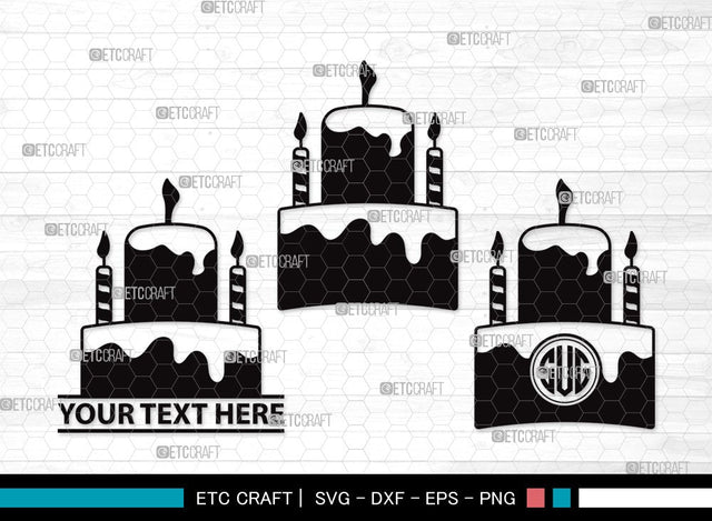Birthday Cake Monogram SVG Cut File | Birthday Cake Svg | Cupcake Svg | candle Svg | Anniversary Cake Svg | Birthday Cake Clipart SVG ETC Craft 