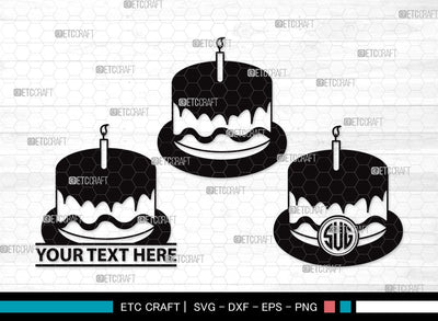 Birthday Cake Monogram SVG Cut File | Birthday Cake Svg | Cupcake Svg | candle Svg | Anniversary Cake Svg | Birthday Cake Clipart SVG ETC Craft 