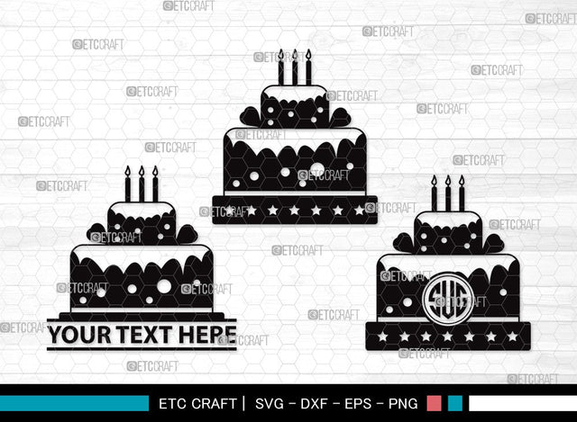 Birthday Cake Monogram SVG Cut File | Birthday Cake Svg | Cupcake Svg | candle Svg | Anniversary Cake Svg | Birthday Cake Clipart SVG ETC Craft 