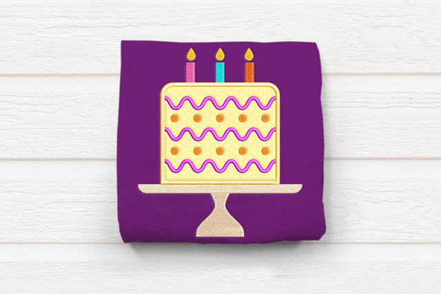 Birthday Cake on Stand Applique Embroidery Embroidery/Applique DESIGNS Designed by Geeks 
