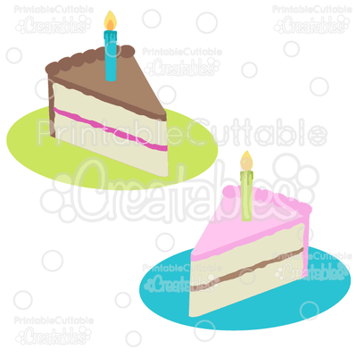 Birthday Cake Slices SVG Printable Cuttable Creatables 