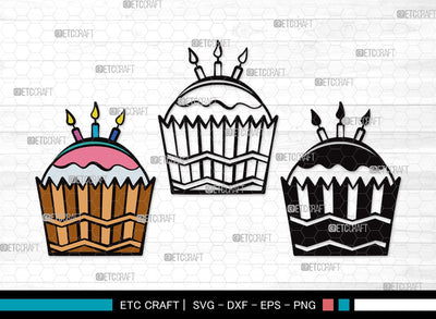 Birthday Cake SVG Cut File | Birthday Cake Svg | Cupcake Svg | candle Svg | Anniversary Cake Svg | Birthday Cake Clipart SVG ETC Craft 