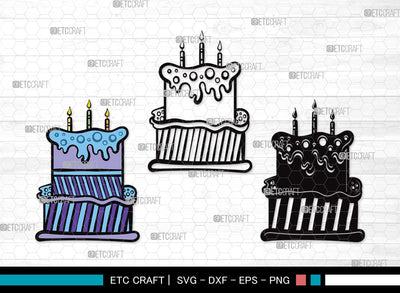 Birthday Cake SVG Cut File | Birthday Cake Svg | Cupcake Svg | candle Svg | Anniversary Cake Svg | Birthday Cake Clipart SVG ETC Craft 