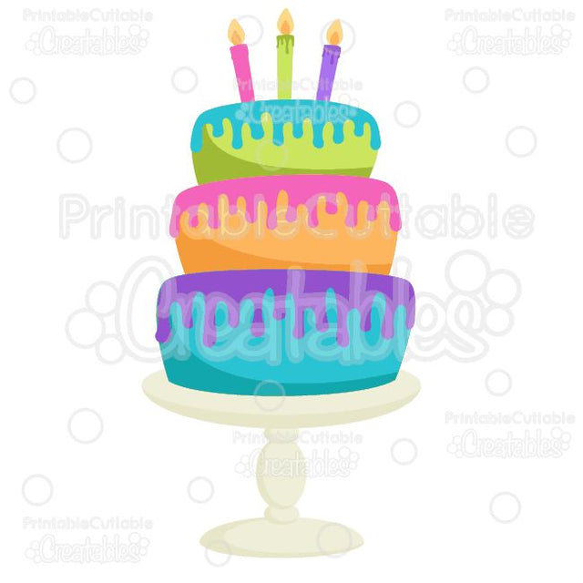 Birthday Cake SVG Printable Cuttable Creatables 