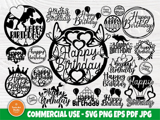 Birthday Cake Topper SVG, Happy Birthday Svg SVG TonisArtStudio 