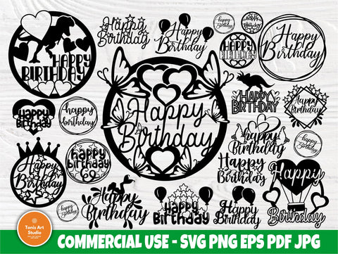 Birthday Cake Topper SVG, Happy Birthday Svg SVG TonisArtStudio 