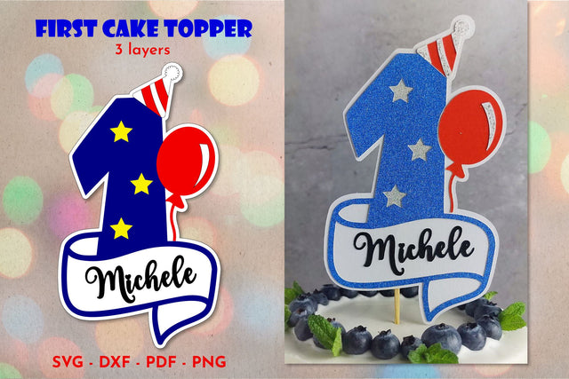 Birthday cake topper svg / one year old first birthday svg SVG Angelina Semenova 