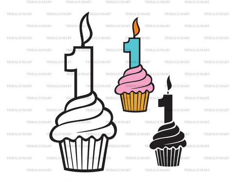 Birthday cake with candle SVG TribaliumArtSF 