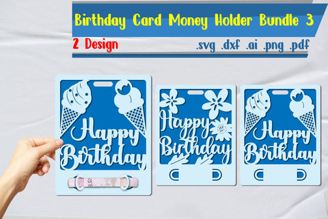 Birthday Card Money Holder Bundle 3 3D Paper zafrans studio 