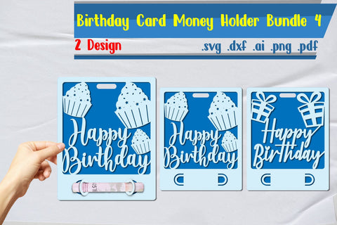 Birthday Card Money Holder Bundle 4 3D Paper zafrans studio 