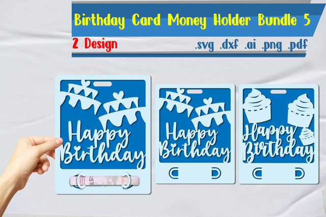 Birthday Card Money Holder Bundle 5 SVG zafrans studio 