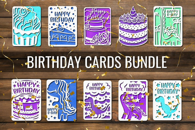 Birthday Card Papercut SVG Bundle SVG SvgOcean 