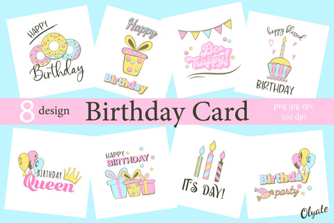 Birthday Card PNG. Greeting Cards. Happy Birthday Clipart. SVG Olga Terlyanskaya 