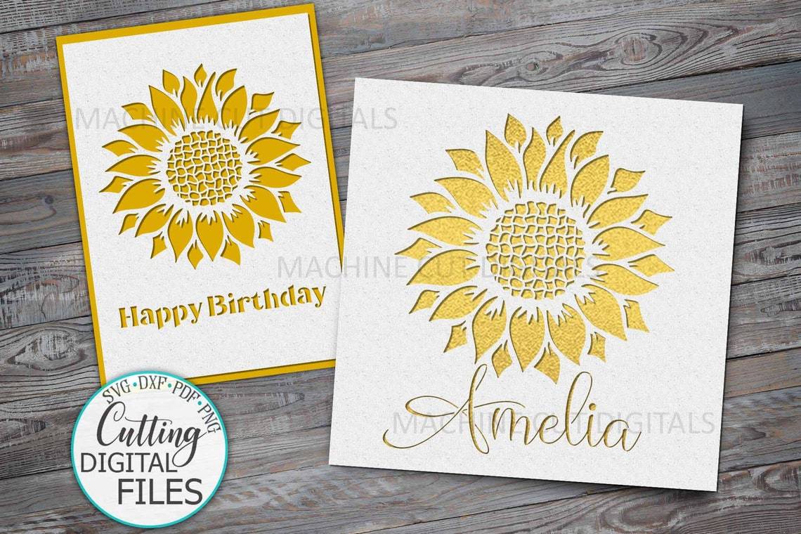 Birthday card svg, Sunflower card svg, sunflower paper cut svg, Cricut card,  cut out cards svg, laser cut file, papercut svg, cards uk - So Fontsy