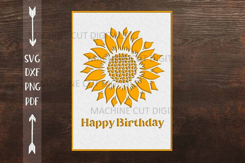 Birthday card svg, Sunflower card svg, sunflower paper cut svg, Cricut card, cut out cards svg, laser cut file, papercut svg, cards uk SVG kartcreationii 