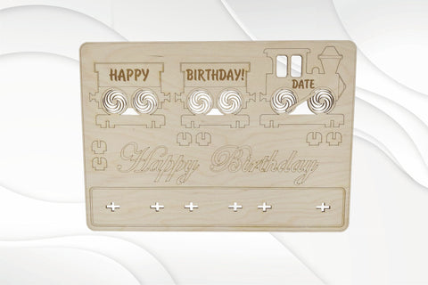 Birthday card train, svg dxf design laser cut. Laser cutting pattern. SVG VectorBY 