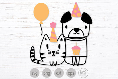 Birthday Cat and Dog Svg, Cat Svg, Dog Svg SVG Lynda M Metcalf 