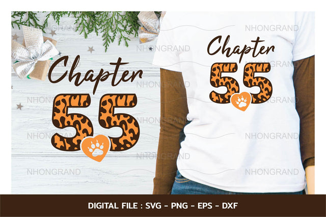 Birthday chapter 55 years with leopard and heart Svg, t-shirt, Cricut Files, svg, png, eps, dxf, Instant Download SVG nhongrand 
