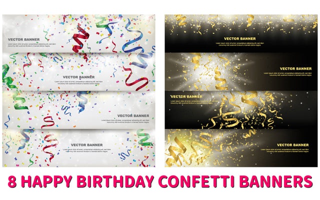 Birthday Confetti Celebration Banners SVG naemmiah021 