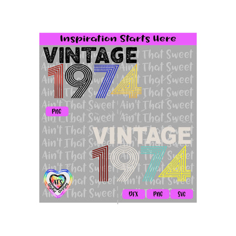 Birthday Crew | Vintage 1974 | Five Line Font - Transparent PNG SVG DXF - Silhouette, Cricut, ScanNCut SVG Aint That Sweet 