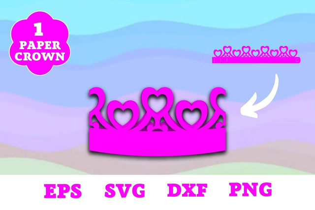 Birthday Crown Hearts SVG 3D Paper SvgOcean 