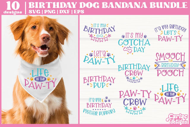 Birthday Dog Bundle | Dog Bandana SVG Bundle SVG Carla C Designs 