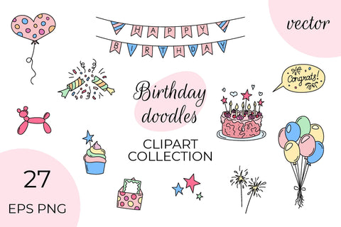 Birthday doodles PNG Clipart | Vector illustrations Sublimation AnnaViolet_store 