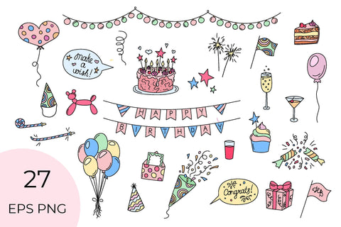 Birthday doodles PNG Clipart | Vector illustrations Sublimation AnnaViolet_store 