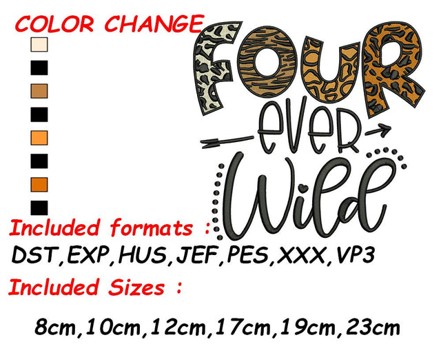 Birthday Embroidery, 4th Birthday Boy, Fourth Birthday, 4 Year Old, Girls Embroidery, Boys Embroidery, Four Birthday Embroidery/Applique DESIGNS SVG Digital Designer 