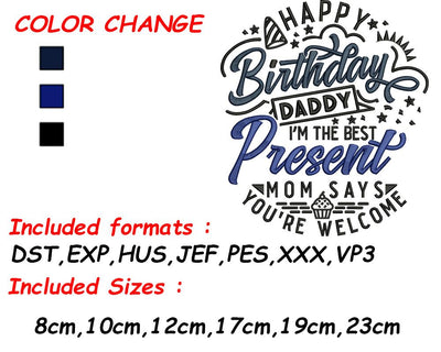 Birthday Embroidery, Digital Embroidery, Kids Embroidery, Dad Embroidery, Gift Idea for Dad, Funny Embroidery Embroidery/Applique DESIGNS SVG Digital Designer 