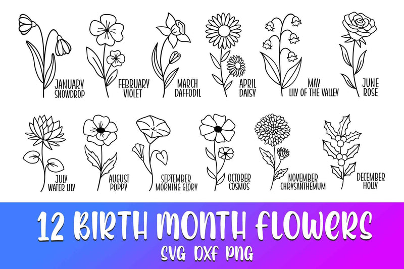 Birthday Flower Svg, Birth Month Flowers Svg, Wildflower Svg Bundle ...