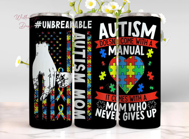 Birthday Gifts for Mom, Autism Mom Tumbler, Autism Tumbler Wrap Autism Awareness Png 20oz Skinny Tumbler Design Autism Wrap PNG Rainbow Tumbler Wrap Design Sublimation WillowSageDesign 