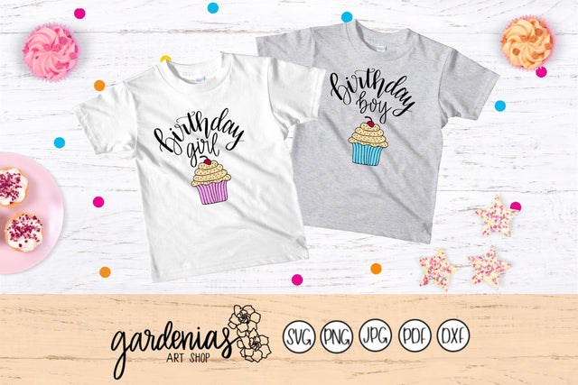 Birthday Girl / Birthday Boy with Cupcake SVG Gardenias Art Shop 
