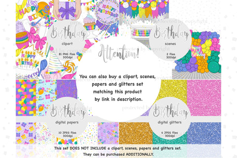 Birthday Girl Clipart PNG | Birthday Party Clipart PNG SVG GlamArtZhanna 