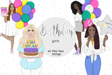 Birthday Girl Clipart PNG | Birthday Party Clipart PNG SVG GlamArtZhanna 